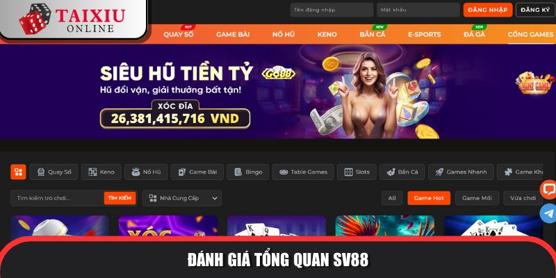 Tài Xỉu đổi thưởng SV88 được săn đón bậc nhất